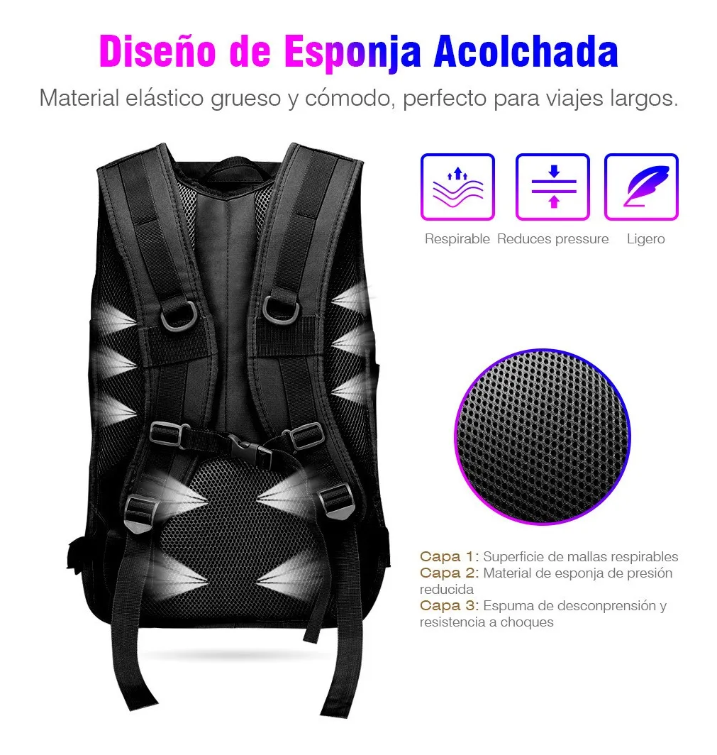 Foto 5 pulgar | Mochila Táctica Belug Impermeable Campamento Negro 213ym