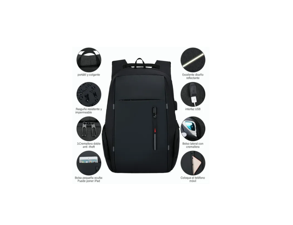 Foto 3 pulgar | Mochila Antirrobo Hombre para Laptops 15.6 Malubero Negro