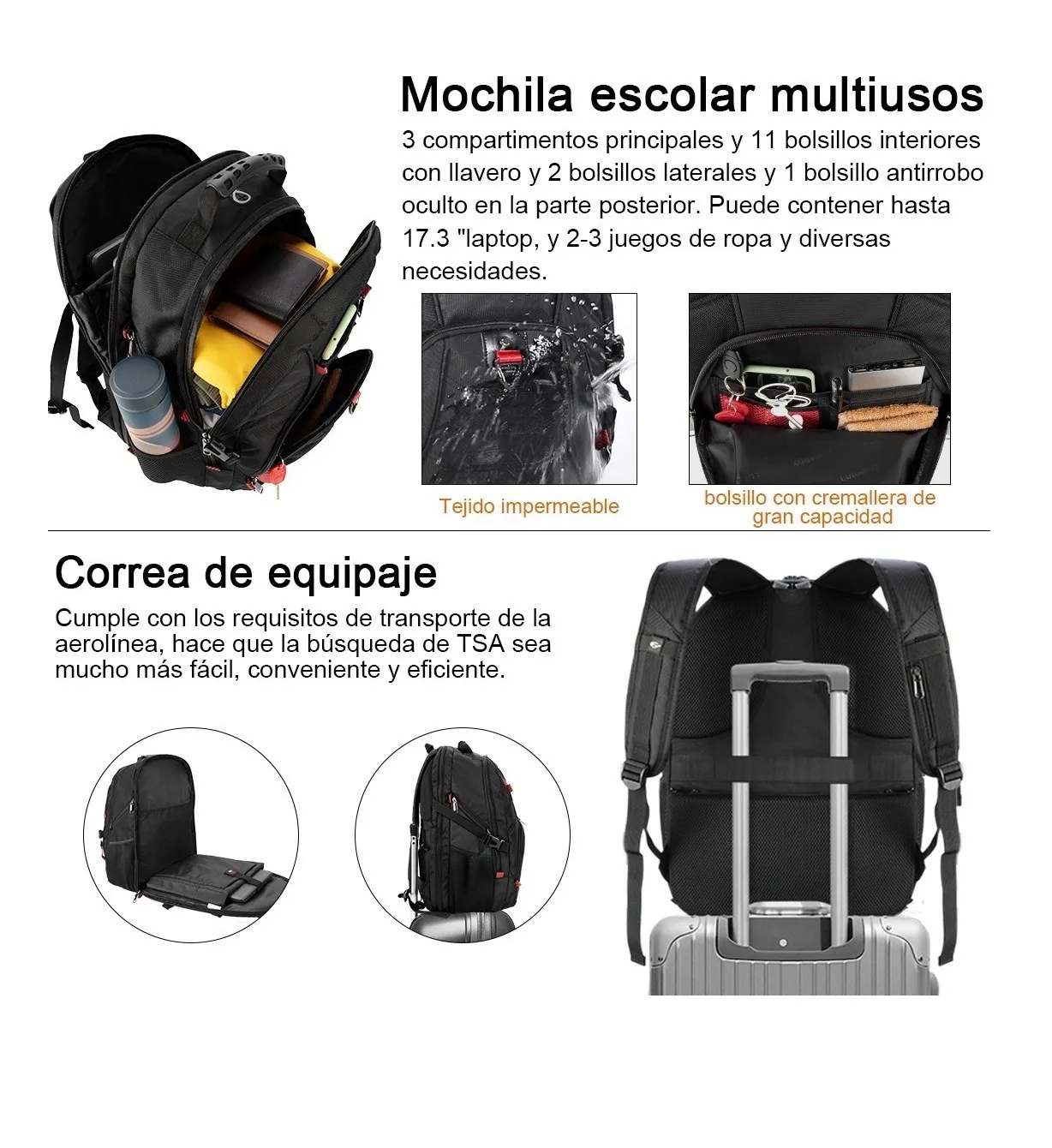 Foto 3 pulgar | Mochila Urbana Impermeable de 40l