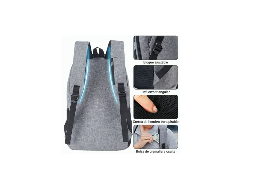 Foto 4 pulgar | Mochila Contraseña para Hombre y Mujer Malubero Gris