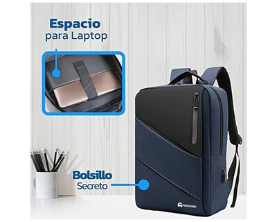 Foto 6 | Mochila Para Laptop Antirrobo Bluelander Hs88 Con Puerto USB Para Power Bank Color Azul