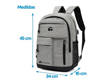 Foto 4 | Mochila Para Laptop Bluelander 2079 Color Gris Hasta 16 Pulgadas