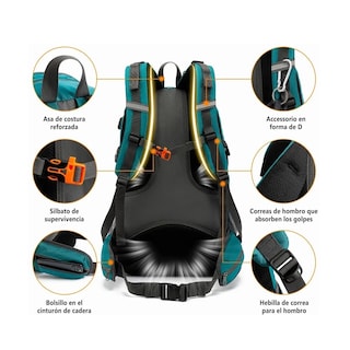 Foto 3 | Mochila Impermeable 50l para Senderismo Montañismo Eo Safe Imports Esi-651 Verde