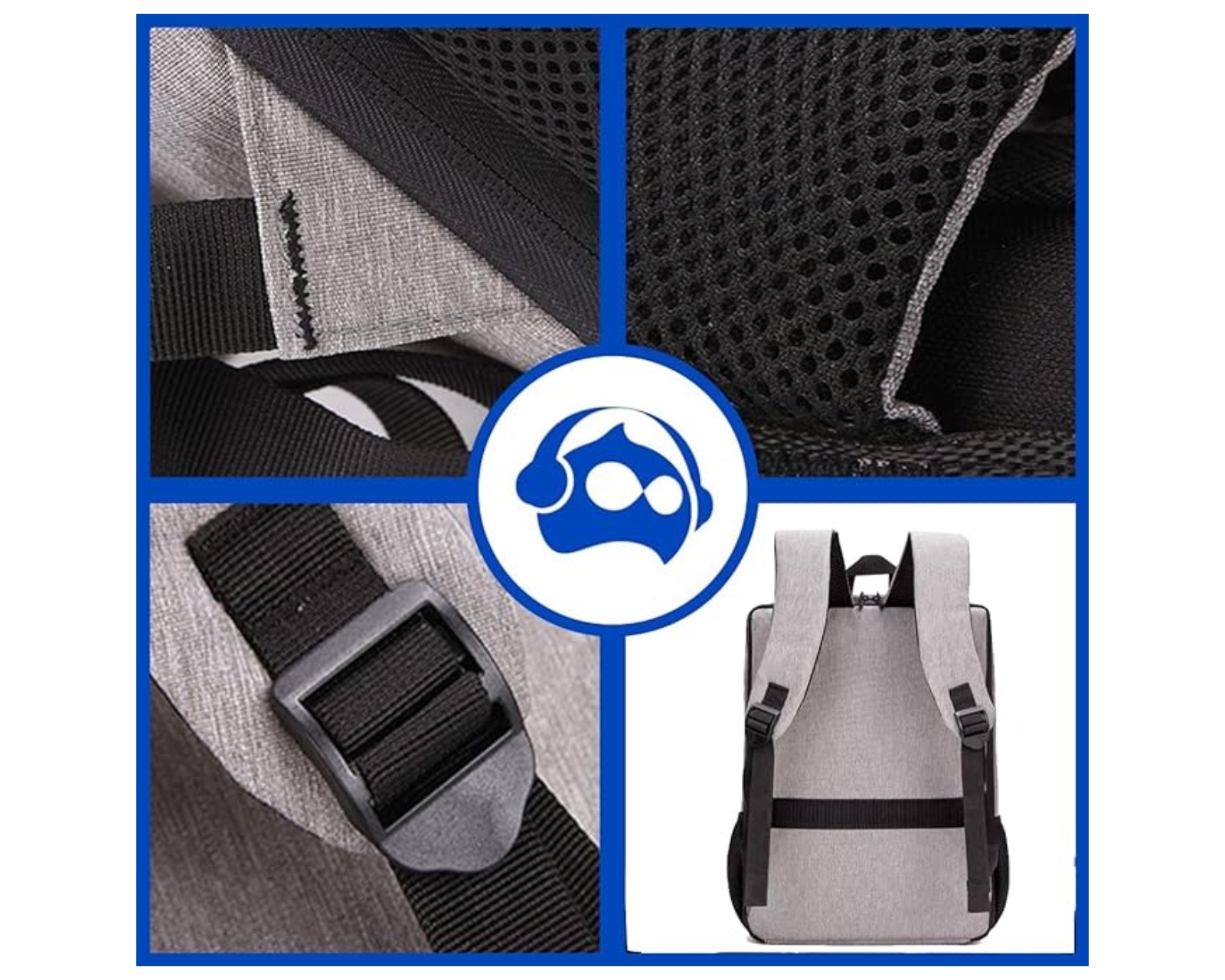 Foto 7 pulgar | Mochila Para Laptop Bg019004 Color Gris De Hasta 17 Pulgadas Bluelander impermeable Con Reflectantes