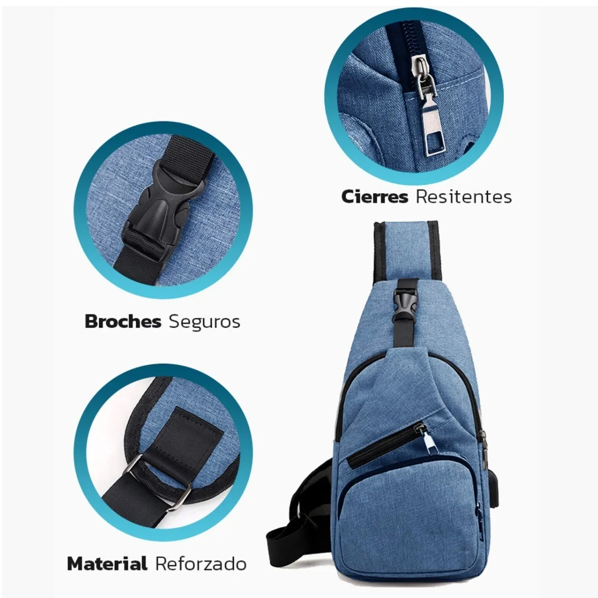 Foto 4 pulgar | Bolsa Eo Safe Imports ESI-3194 color Azul con USB