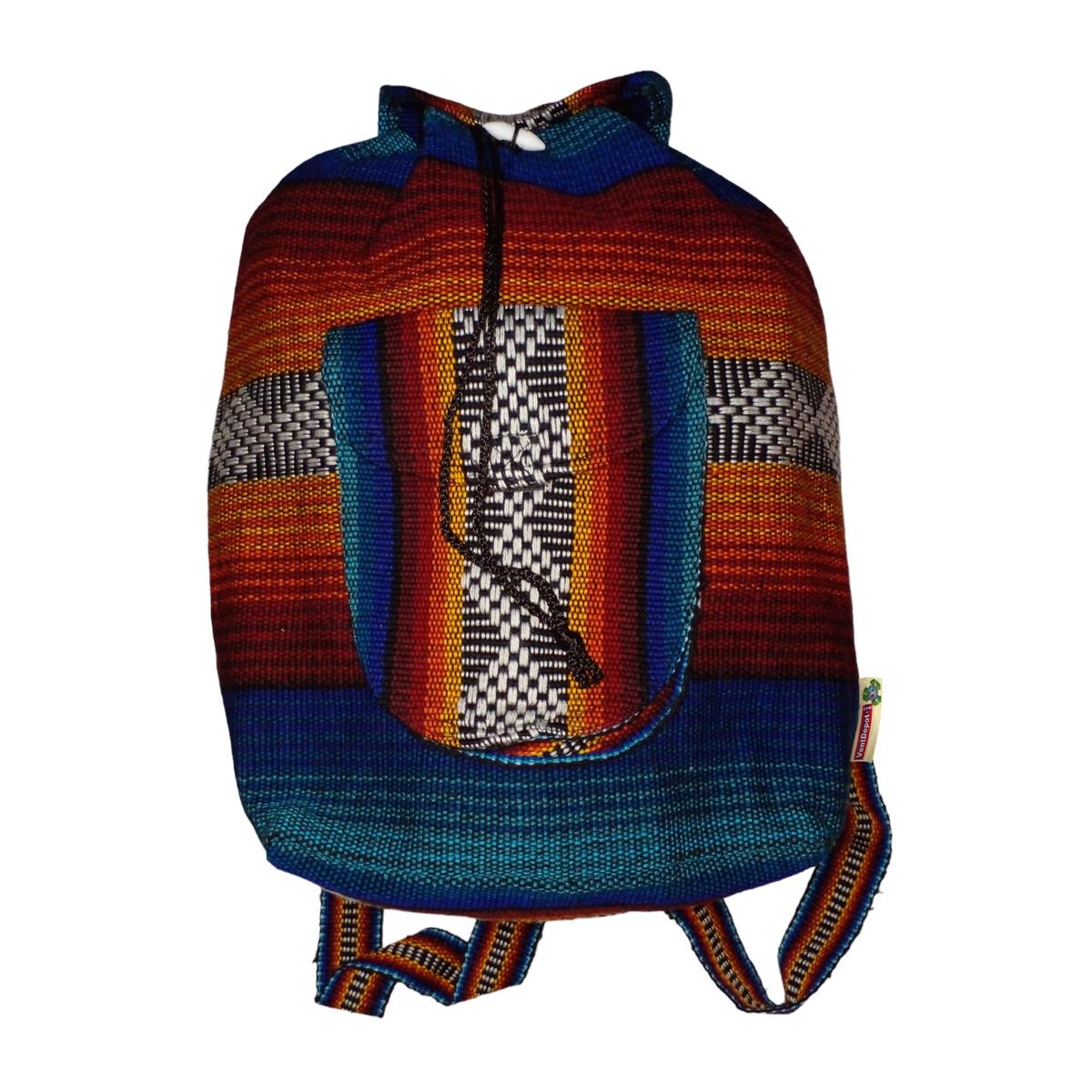 Mochila De Hilo Hecha Por Mexicanos Artcraftmx  Mxxol-001  1 Pza  Rojo/azul/negro/amarillo  Hechas A Mano