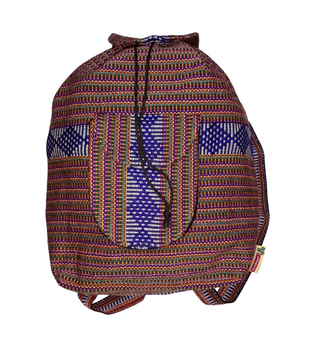 Mochila Tejida A Mano Artcraftmx  Mxahu-001  1 Pza  Rojo/morado/azul  Hechas A Mano