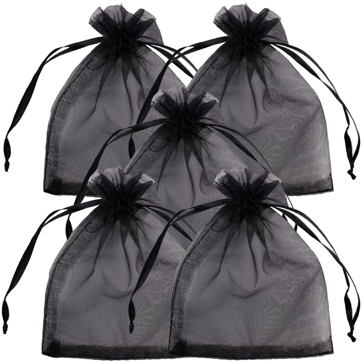 Foto 2 pulgar | Bolsas De Regalos Pequeños Ventdepot  Mxpub-005  5piezas Color  Negro  Bolsa Organza