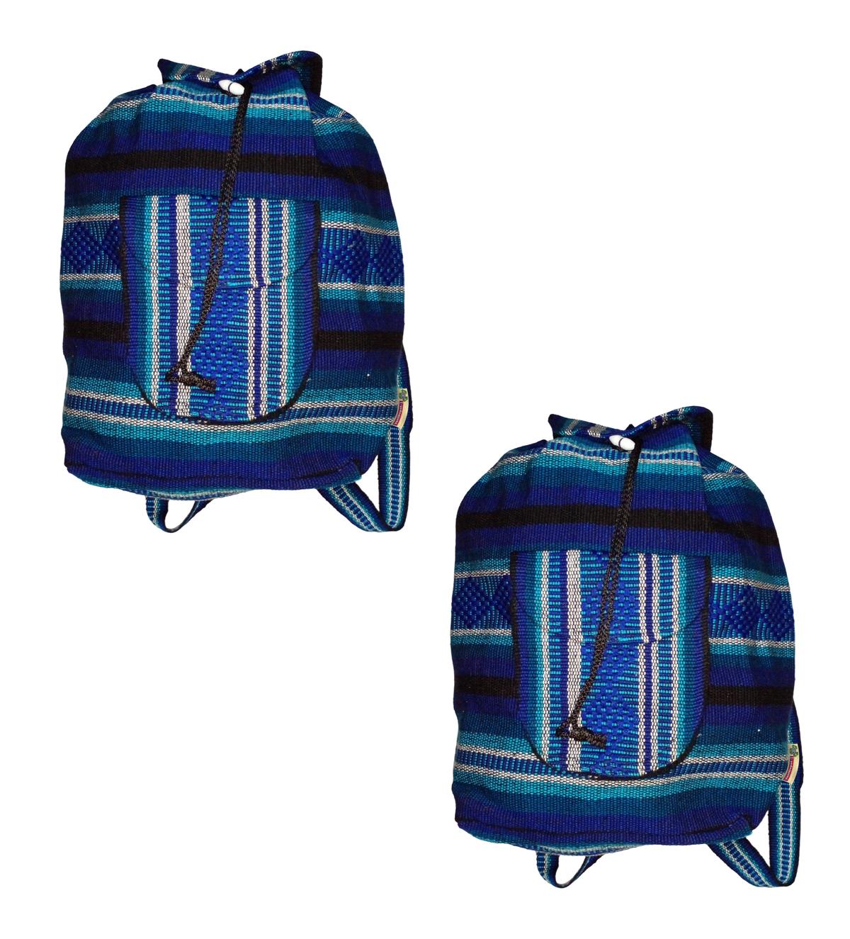 Foto 2 pulgar | Mochilas Coloridas Mexicanas Artcraftmx  Mxeda-002  2 Pzas  Azul/azul Cielo/negro  Hechas A Mano