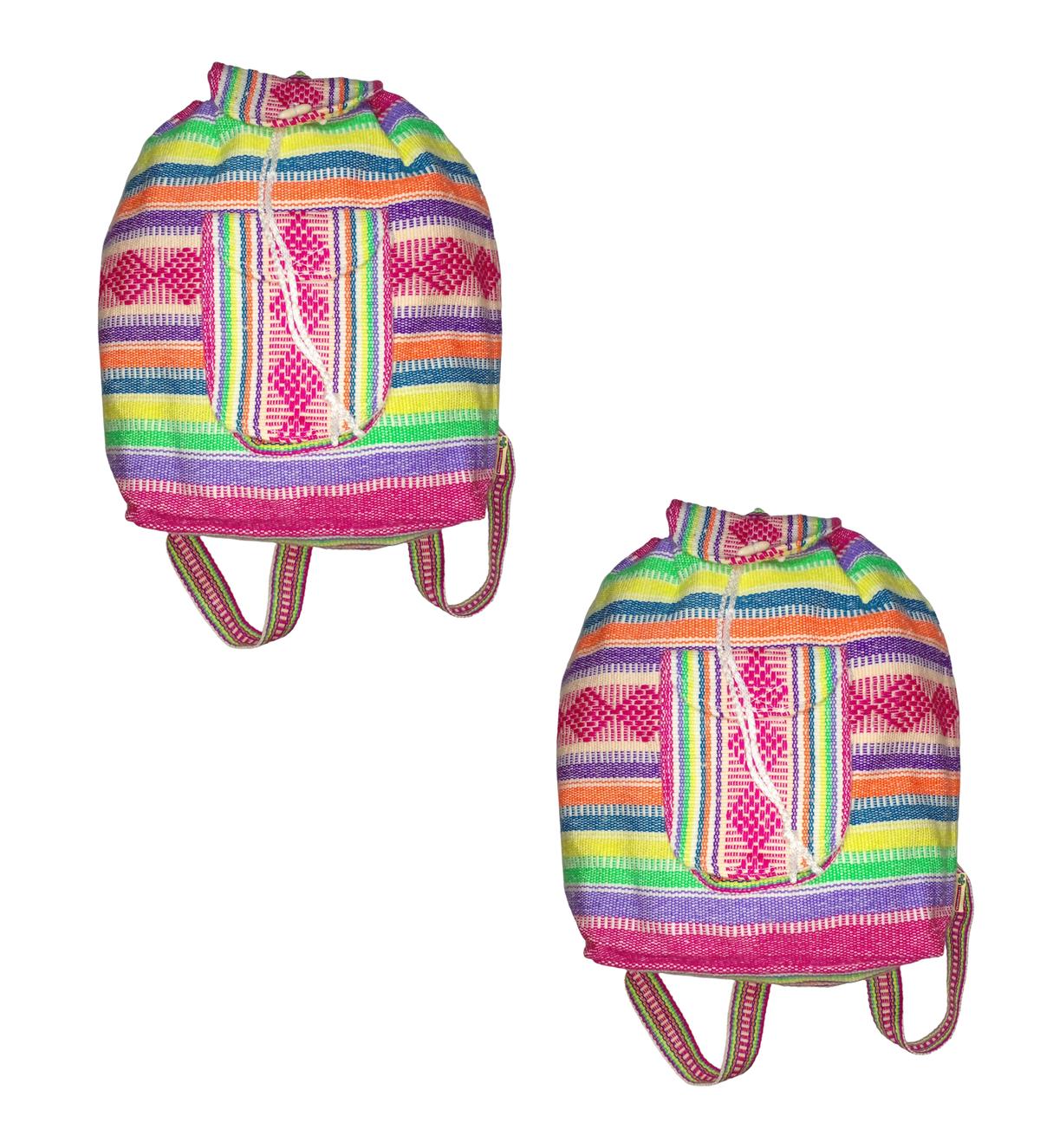 Foto 2 pulgar | Mochilas Hechas A Mano Artcraftmx  Mxmey-002  2 Pzas  Rosa/verde/amarillo  Hechas A Mano