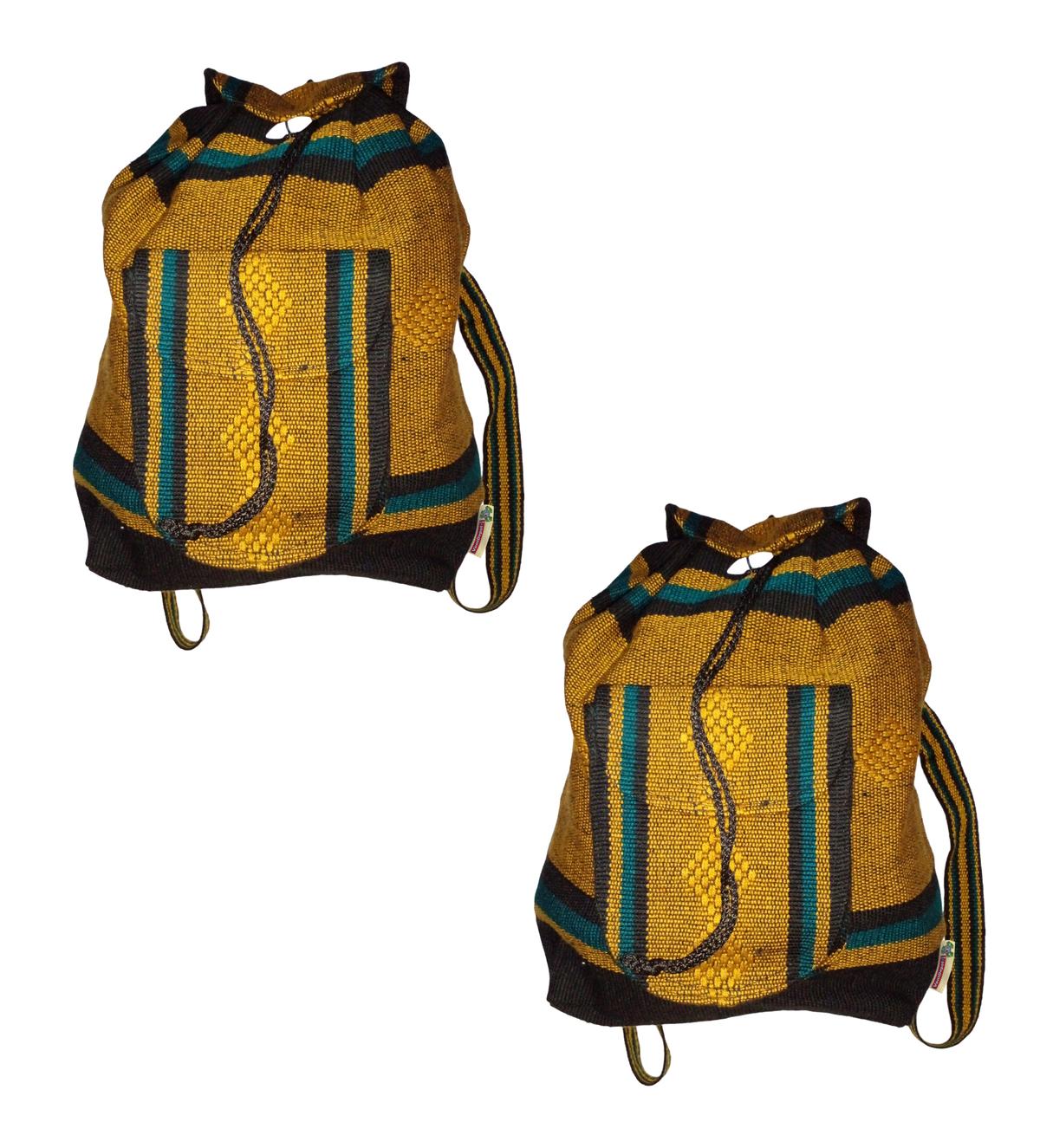 Foto 2 pulgar | Morral Artesanal Tipo Escolar Artcraftmx  Mxoch-002  2 Pzas  Café/negro/turquesa  Hechas A Mano