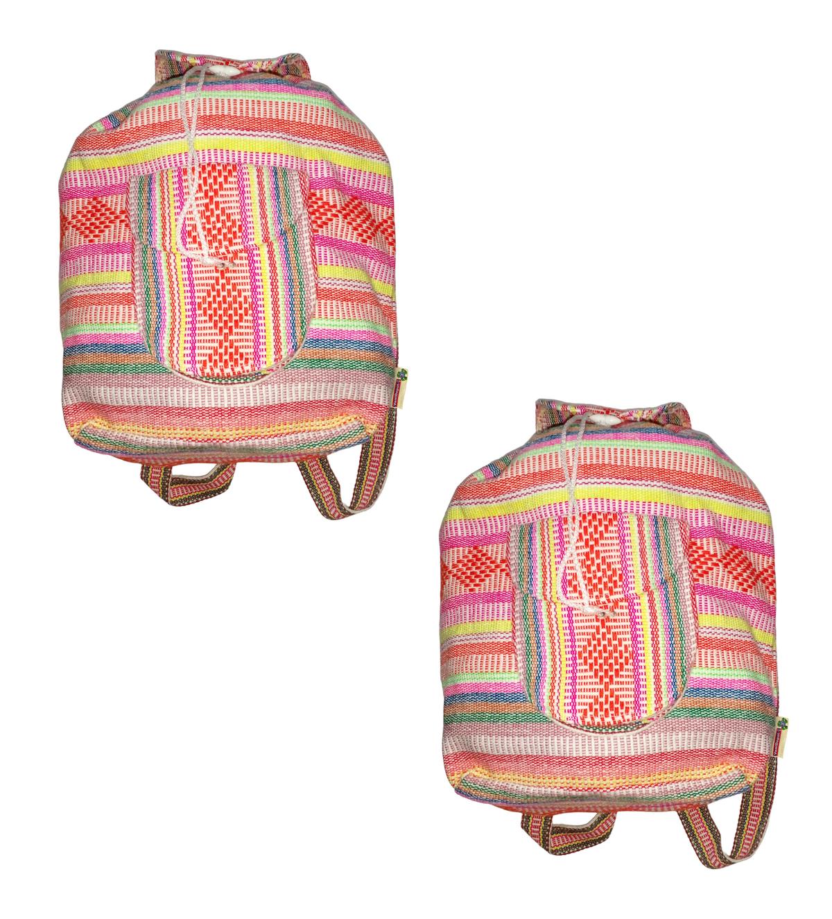 Foto 2 pulgar | Mochila Mexicana Tejida Artcraftmx  Mxoco-002  2 Pzas  Rojo/rosa/multicolor  Hechas A Mano