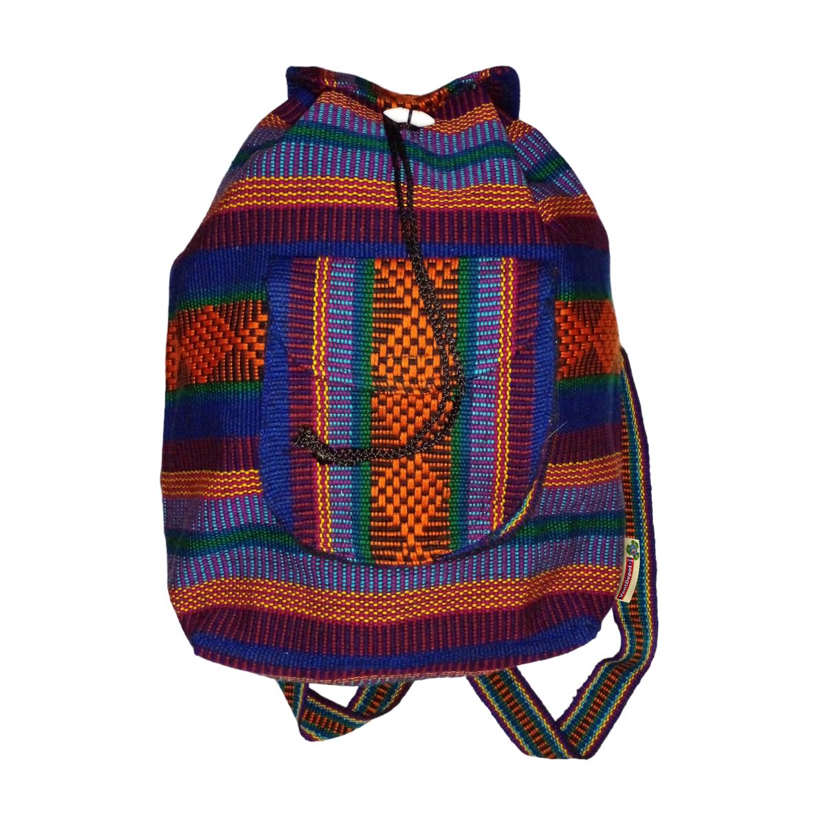 Foto 2 pulgar | Morral Artesanal Tipo Escolar Artcraftmx  Mxliz-001  1 Pza  Azul/morado/naranja  Hechas A Mano