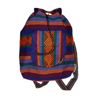 Foto 2 | Morral Artesanal Tipo Escolar Artcraftmx Mxliz-001 1 Pza Azul/morado/naranja Hechas A Mano