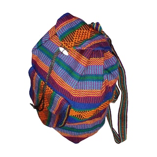 Foto 3 | Morral Artesanal Tipo Escolar Artcraftmx Mxliz-001 1 Pza Azul/morado/naranja Hechas A Mano