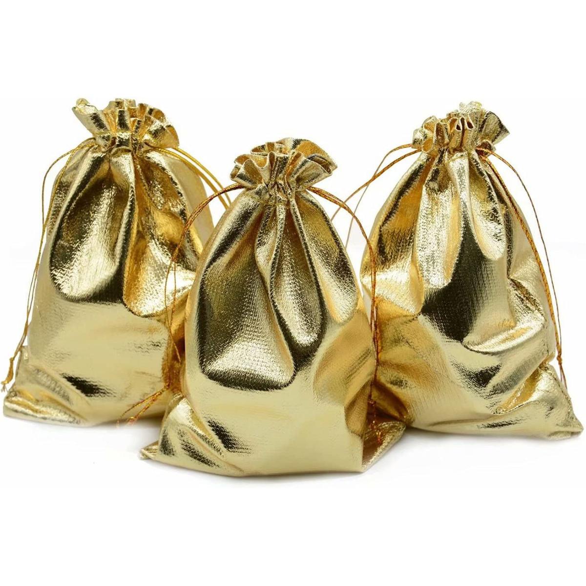 Foto 4 pulgar | Bolsa De Organza Con Cordón Ventdepot  Mxvto-006  10piezas Color  Oro  Bolsa Organza