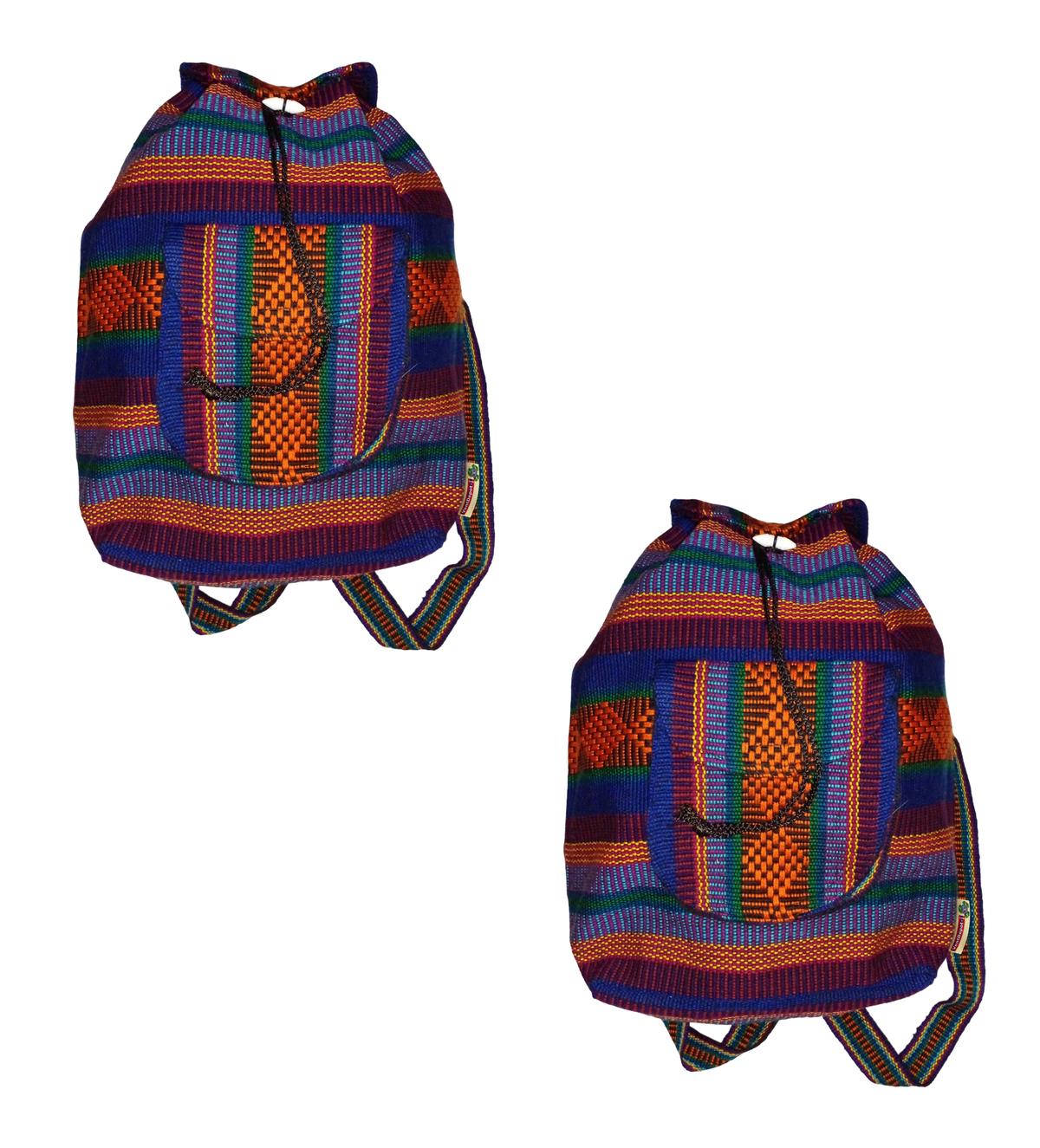 Foto 2 pulgar | Morral Multicolor Mexicano Artcraftmx  Mxliz-002  2 Pzas  Azul/morado/naranja  Hechas A Mano