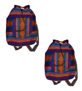Foto 2 | Morral Multicolor Mexicano Artcraftmx Mxliz-002 2 Pzas Azul/morado/naranja Hechas A Mano