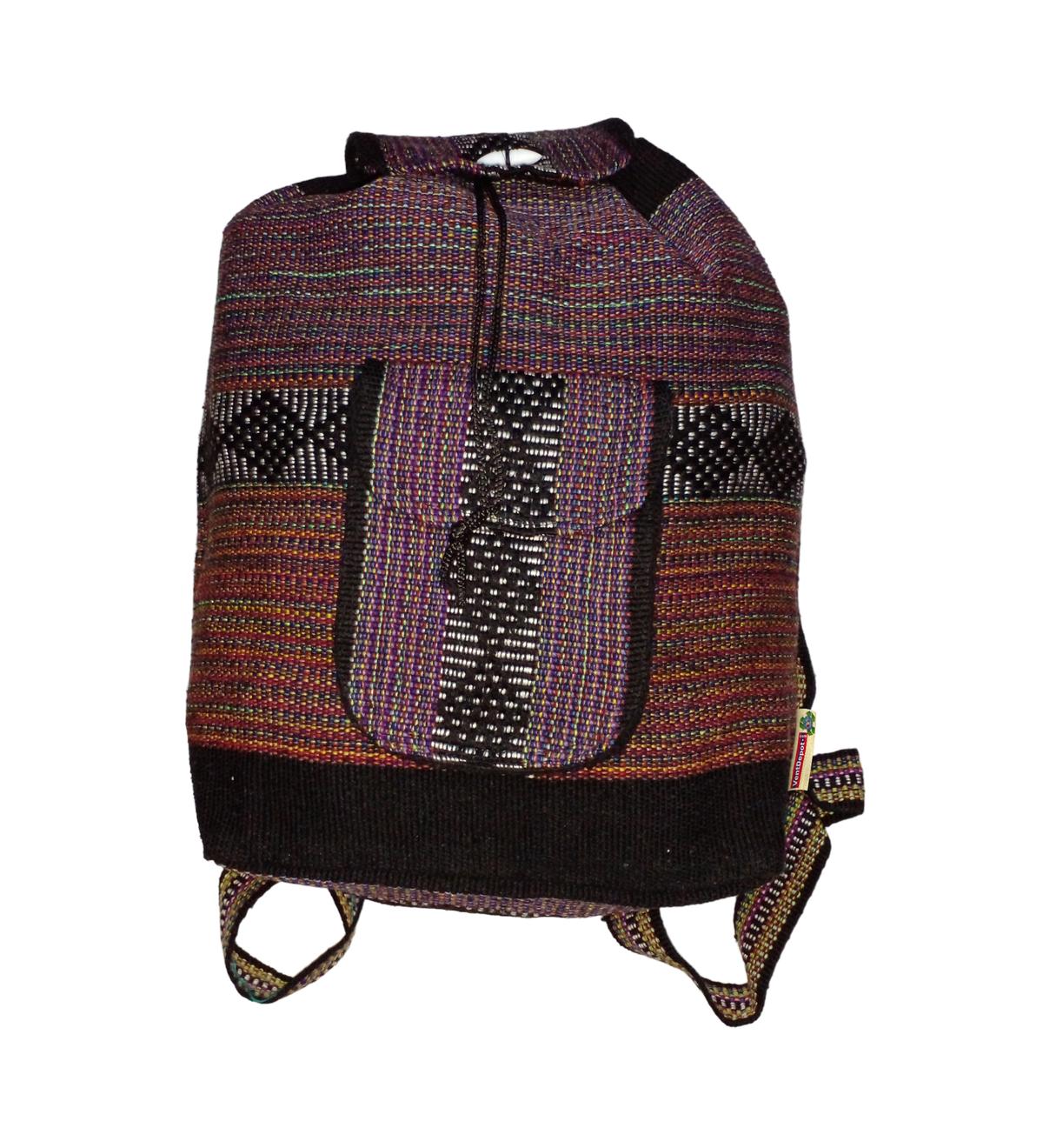 Mochilas Coloridas Mexicanas Artcraftmx  Mxhak-001  1 Pza  Morado/rojo/negro  Hechas A Mano