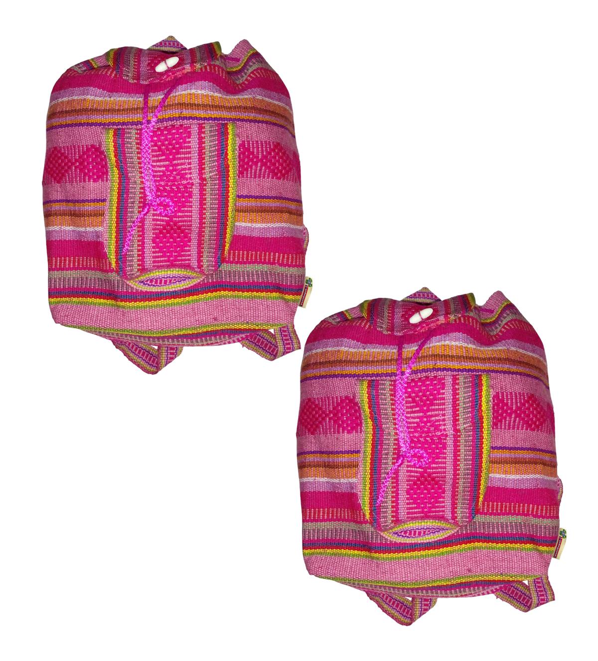 Mochila Tejida Tipo Artesanal Artcraftmx  Mxmuy-002  2 Pzas  Rosa  Hechas A Mano