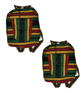 Foto 2 | Mochila Mexicana Hecha A Mano Artcraftmx Mxnic-002 2 Pzas Rojo/amarillo/ver/neg Hechas A Mano