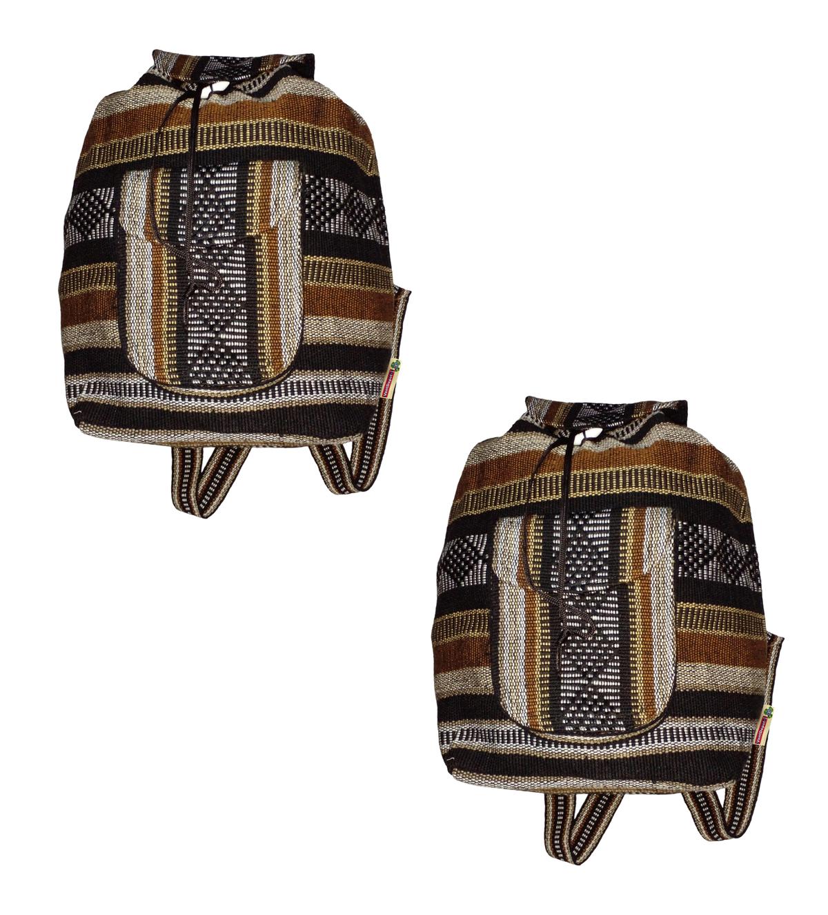 Foto 2 pulgar | Mochila Artesanal Tipo Escolar Artcraftmx  Mxque-002  2 Pzas  Café/beige/negro  Hechas A Mano