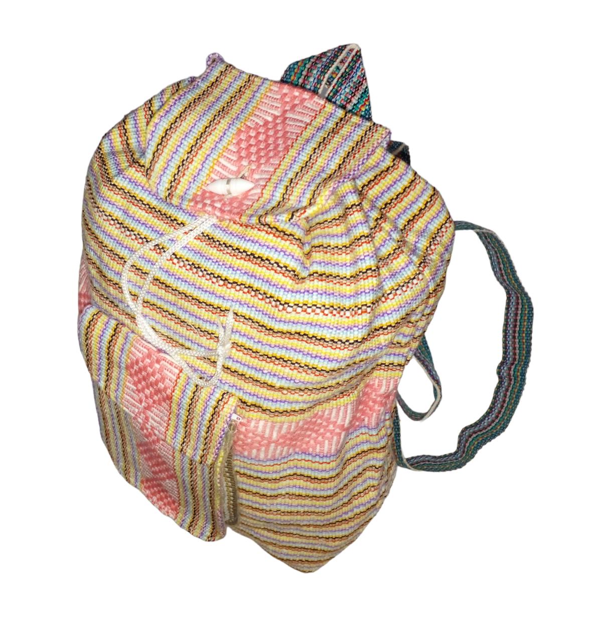 Foto 3 | Morral Artesanal Bordado Artcraftmx  Mxize-002  2 Pzas  Rosa/café/azul  Hechas A Mano