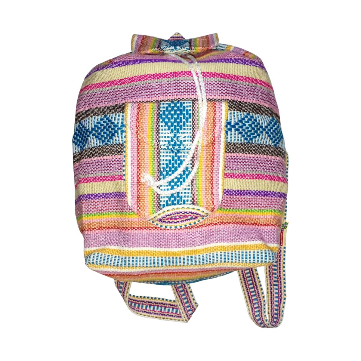 Mochilas Multicolor Artesanales Artcraftmx  Mxika-001  1 Pza  Rosa/azul/morado  Hechas A Mano