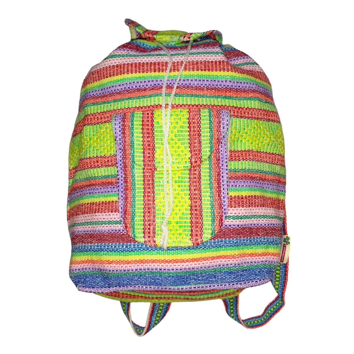 Mochilas Artesanales Bordadas Artcraftmx  Mxyol-001  1 Pza  Verde/rojo/azul  Hechas A Mano