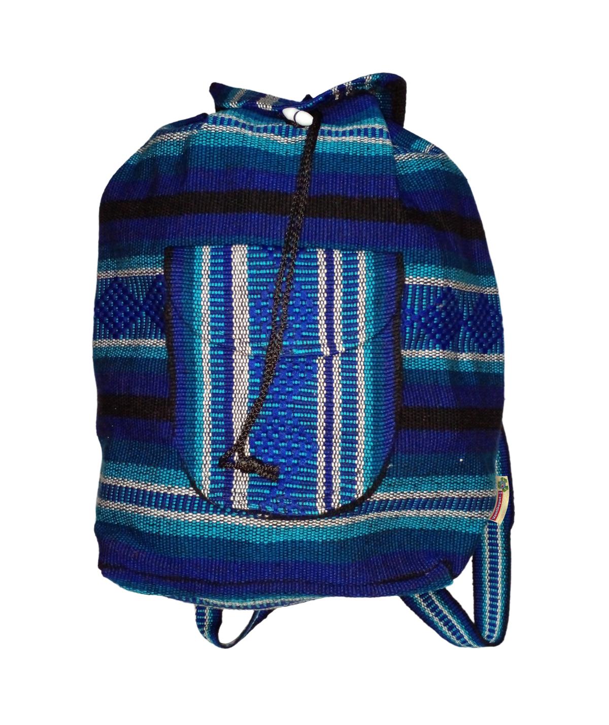 Foto 2 pulgar | Mochila Bicolor Tejida Artcraftmx  Mxeda-001  1 Pza  Azul/azul Cielo/negro  Hechas A Mano