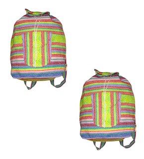 Foto 1 | Mochila Artesanal Hecha A Mano Artcraftmx Mxyol-002 2 Pzas Verde/rojo/azul Hechas A Mano
