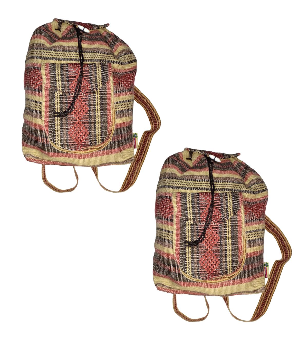 Mochila Artesanales Mexicanas Artcraftmx  Mxyun-002  2 Pzas  Rojo/beige/negro  Hechas A Mano