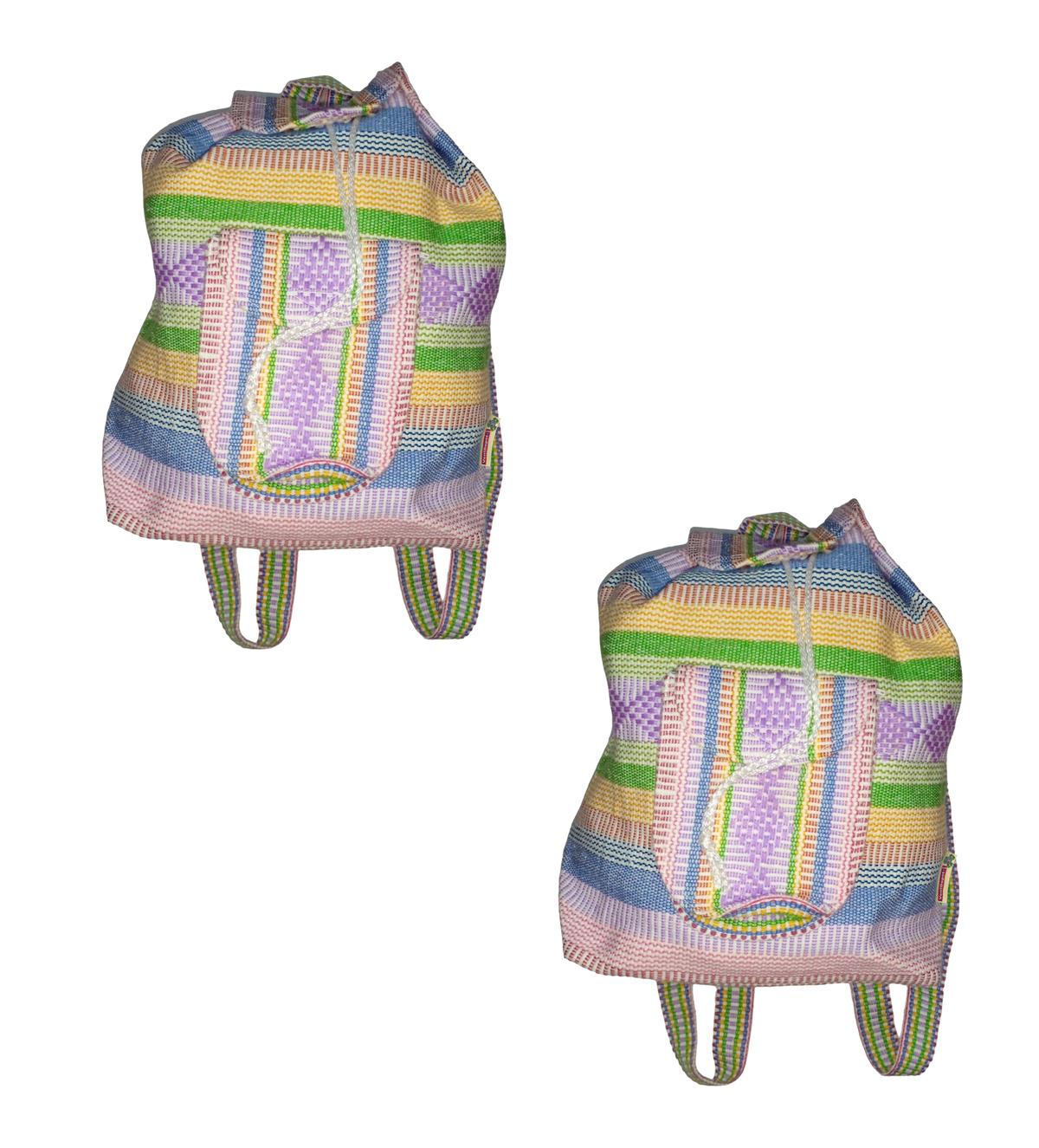 Foto 1 | Mochila Hecha Por Mexicanos Artcraftmx  Mxtzc-002  2 Pzas  Rosa/amarillo/verde  Hechas A Mano
