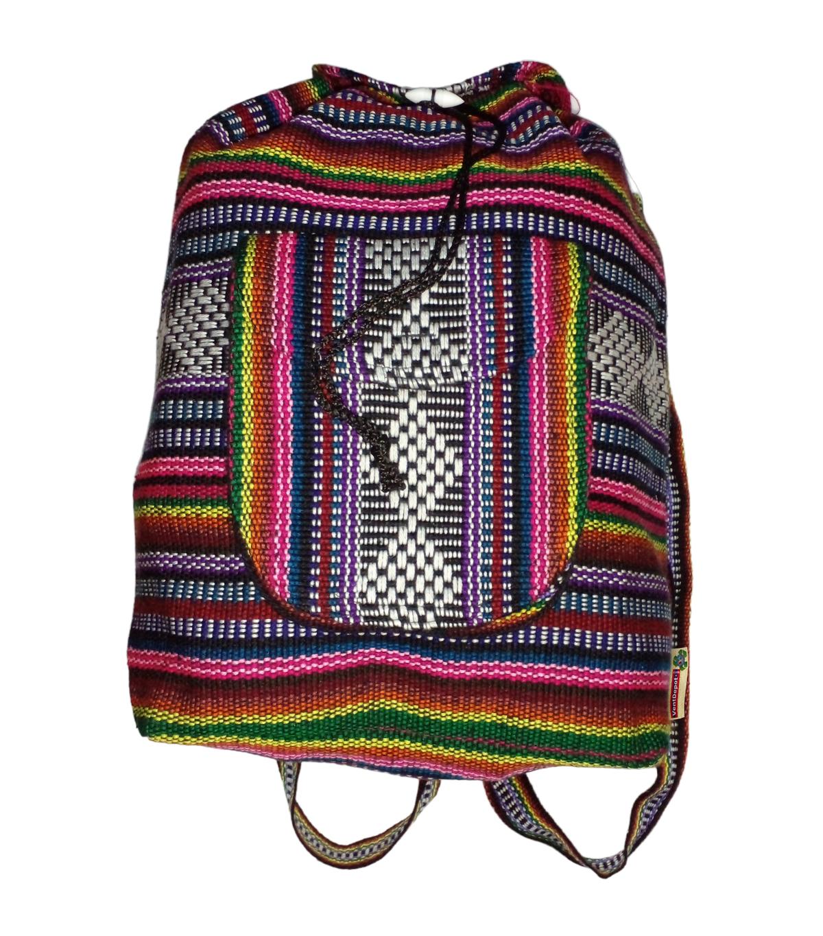 Mochilas De Hilo Hecha A Mano Artcraftmx  Mxitz-001  1 Pza  Morado/amarillo/rojo  Hechas A Mano