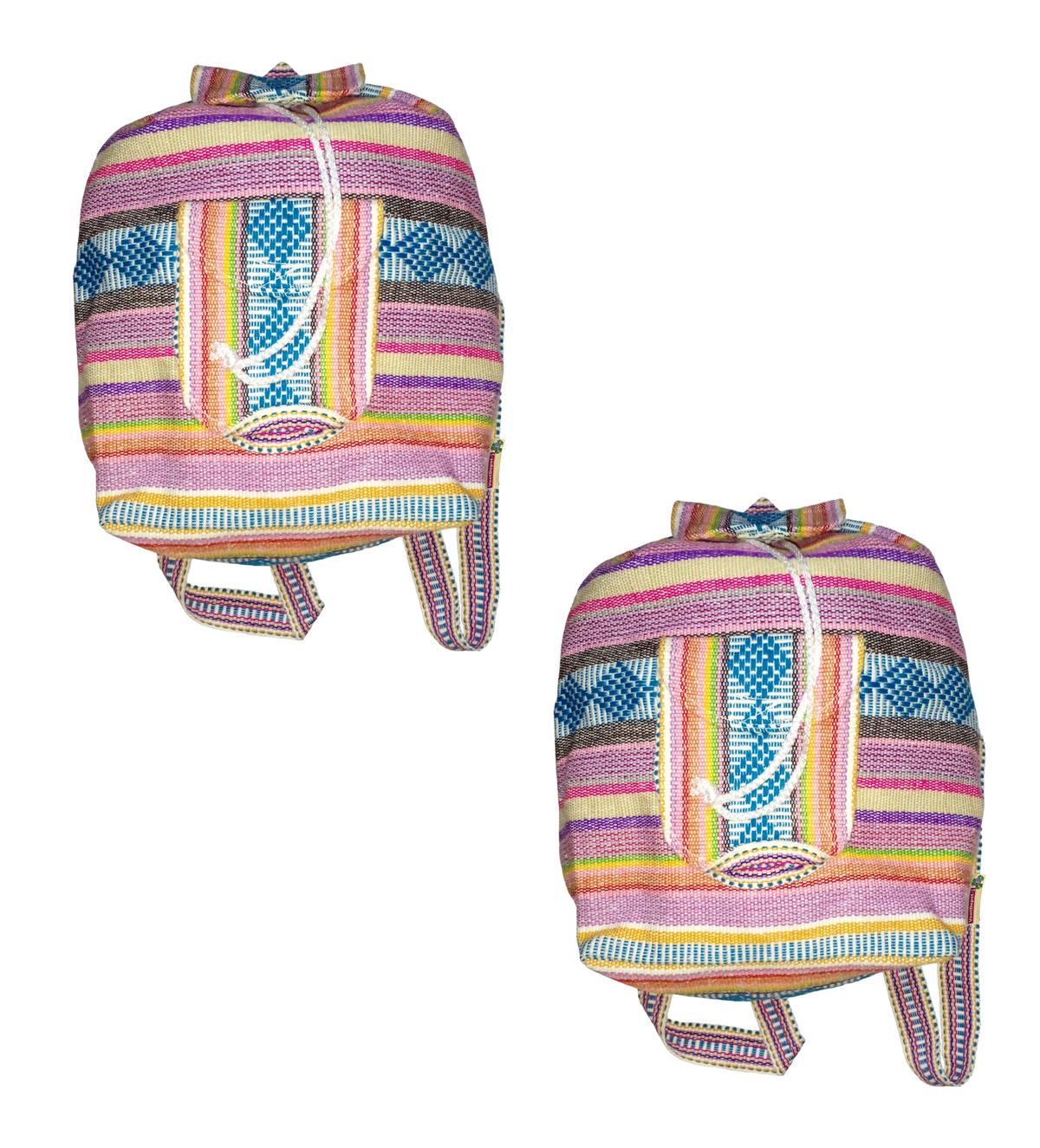 Mochilas De Colores Hechas A Mano Artcraftmx  Mxika-002  2 Pzas  Rosa/azul/morado  Hechas A Mano