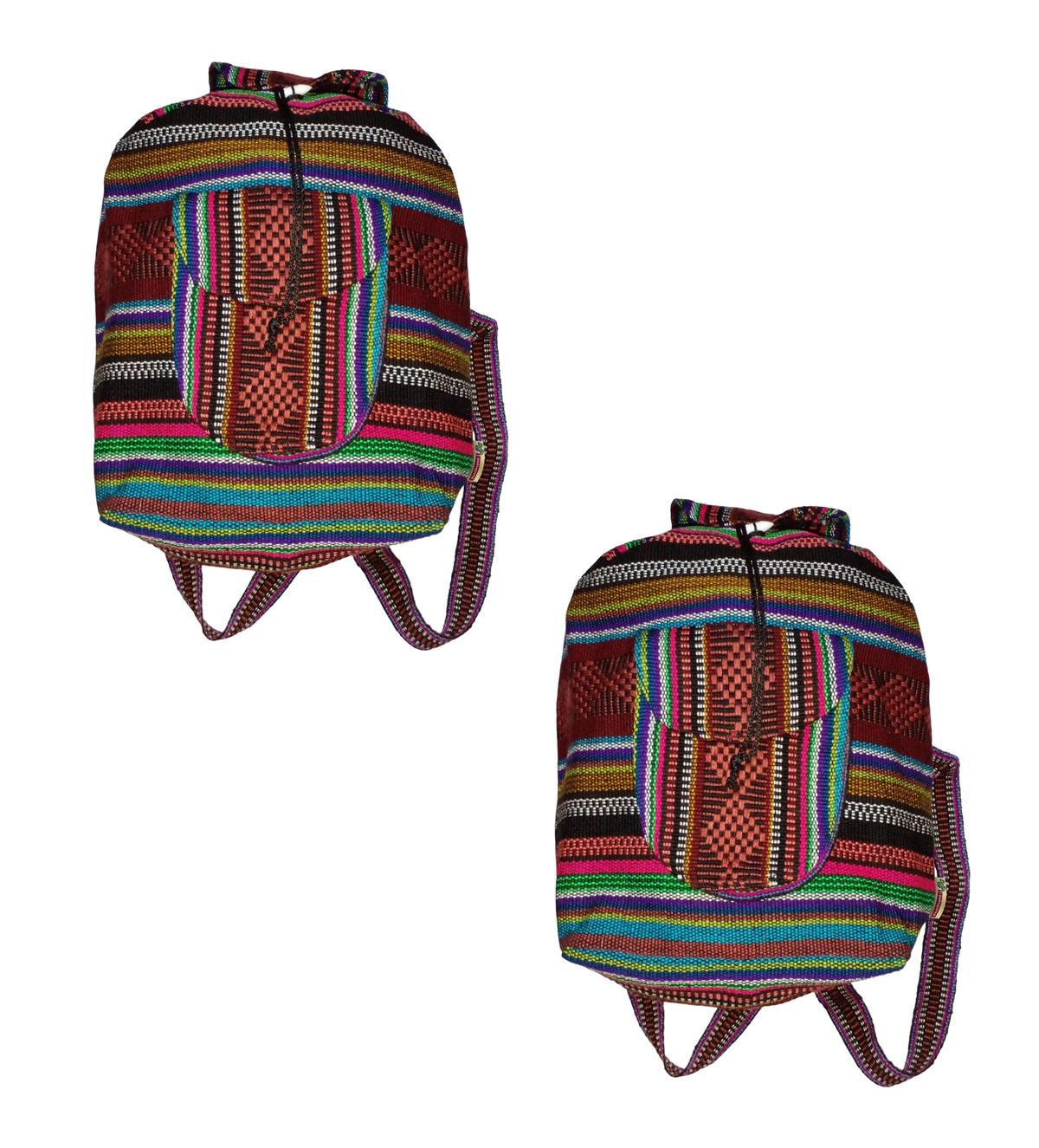 Mochilas Tejidas Artcraftmx  Mxlco-002  2 Pzas  Rojo/morado/negro  Hechas A Mano