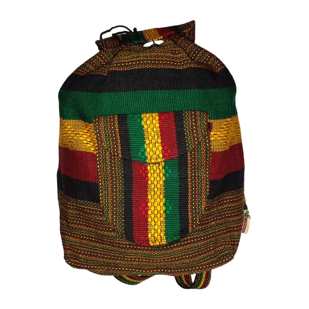 Mochila Hecha A Mano Por Mexicanos Artcraftmx  Mxxan-001  1 Pza  Rojo/amarillo/ver/neg  Hechas A Mano