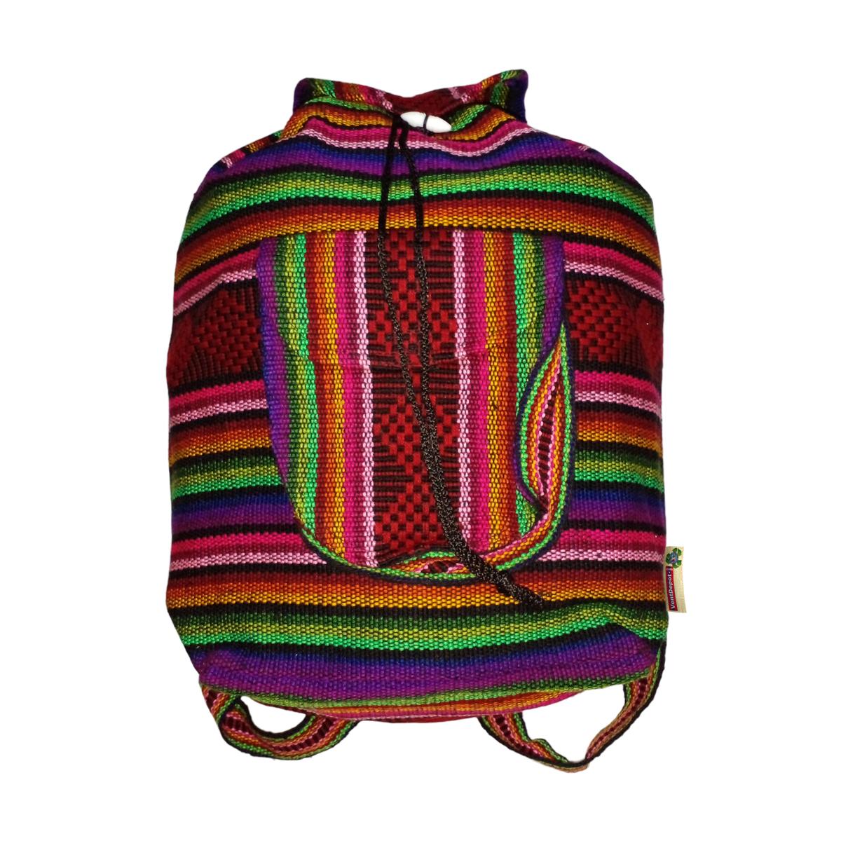 Mochila Tejida Por Mexicanos Artcraftmx  Mxyet-001  1 Pza  Rojo/verde/naranja/morado/rosa  Hechas A Mano