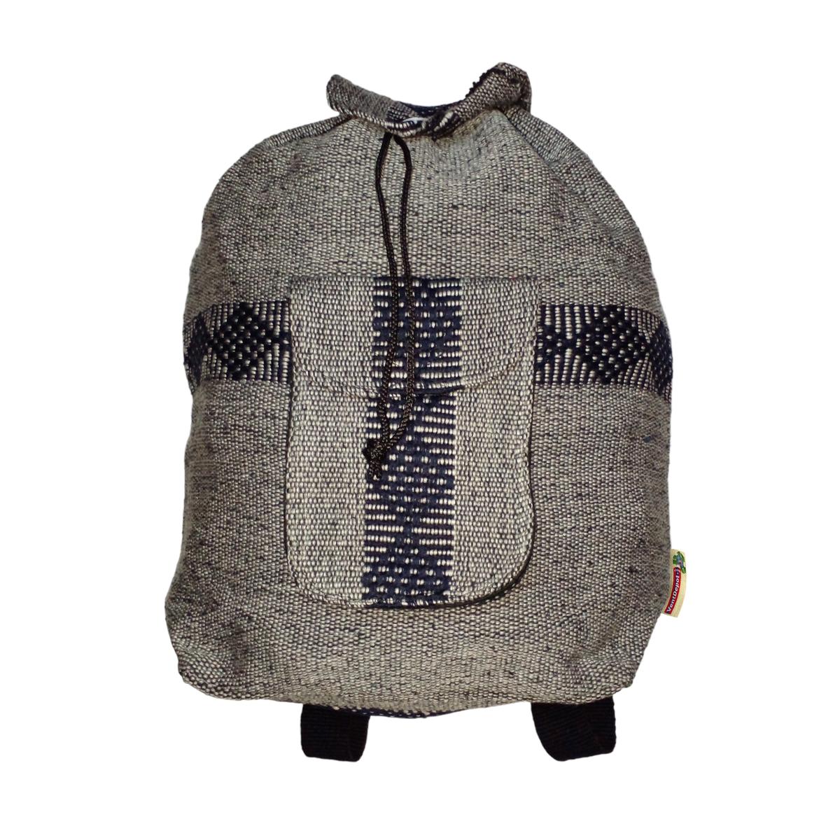 Foto 2 pulgar | Mochila Artesanal Tipo Escolar Artcraftmx  Mxnat-001  1 Pza  Gris/azul Marino  Hechas A Mano