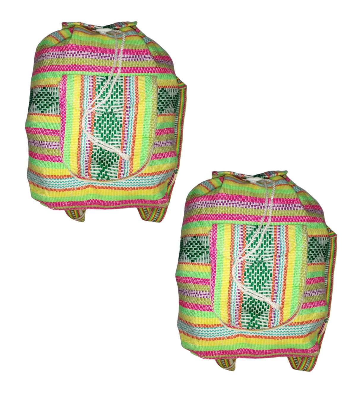 Foto 2 pulgar | Mochila Bordada Artesanal Artcraftmx  Mxixc-002  2 Pzas  Verde/amarillo/rosa  Hechas A Mano