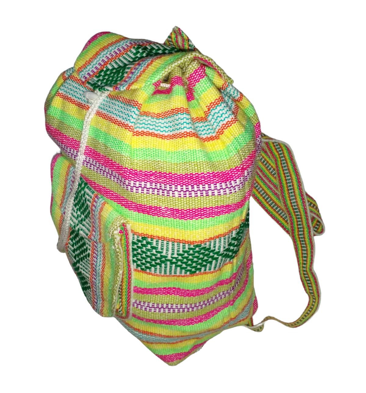 Foto 4 pulgar | Mochila Bordada Artesanal Artcraftmx  Mxixc-002  2 Pzas  Verde/amarillo/rosa  Hechas A Mano