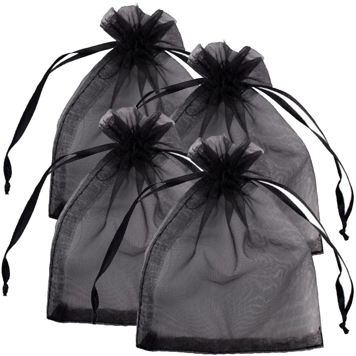 Foto 2 pulgar | Bolsas De Adornos Para Eventos Ventdepot  Mxpub-004  4piezas Color  Negro  Bolsa Organza