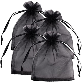 Foto 2 | Bolsas De Adornos Para Eventos Ventdepot Mxpub-004 4piezas Color Negro Bolsa Organza