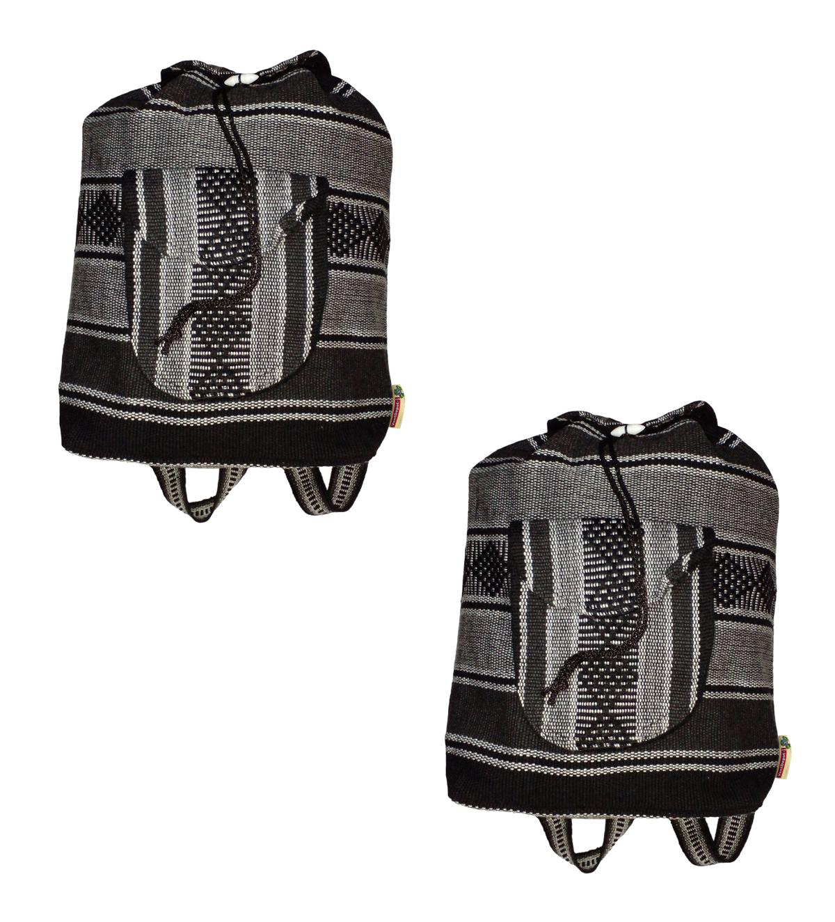 Mochilas De Hilo Hecha A Mano Artcraftmx  Mxtza-002  2 Pzas  Negro/blanco  Hechas A Mano