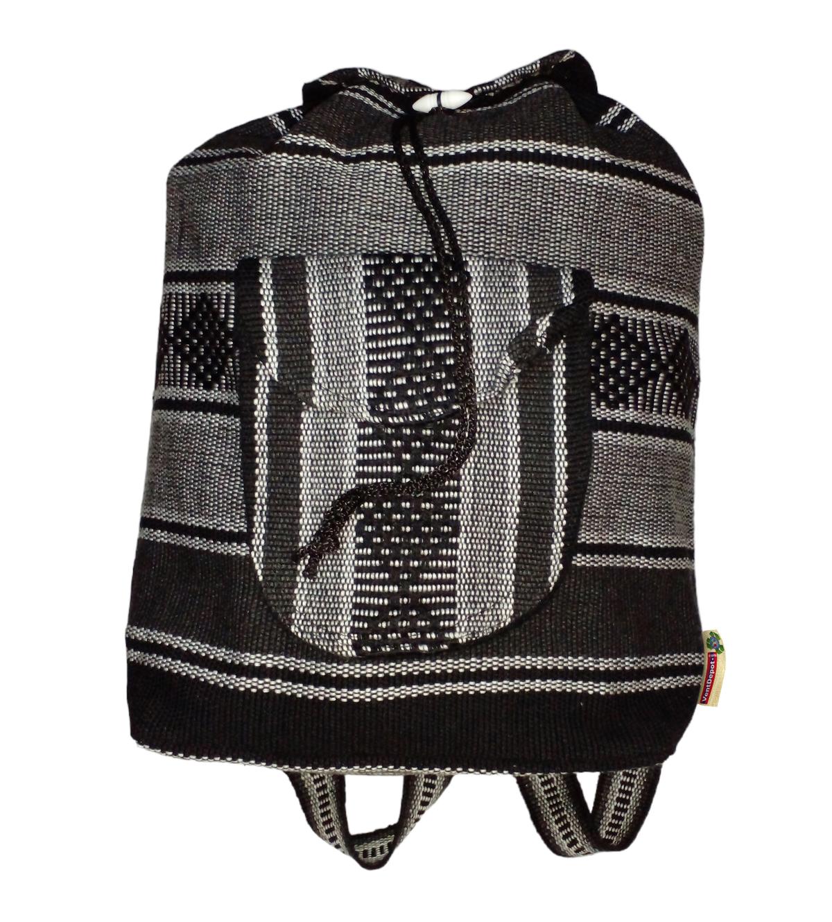 Mochilas De Colores Hechas A Mano Artcraftmx  Mxtza-001  1 Pza  Negro/blanco  Hechas A Mano