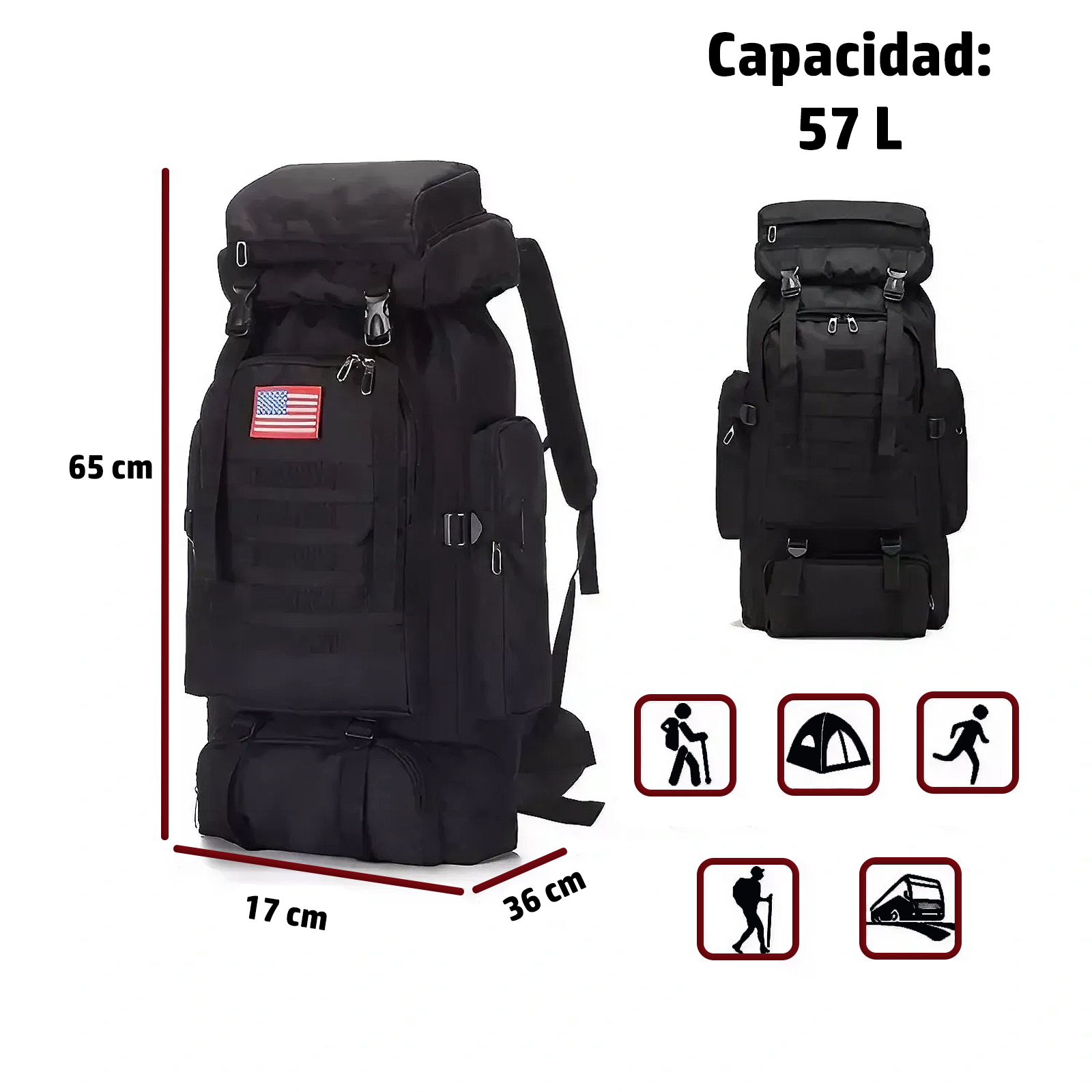 Foto 3 pulgar | Mochila Táctica Impermeable De 80 L Para Senderismo Boclier Backpack