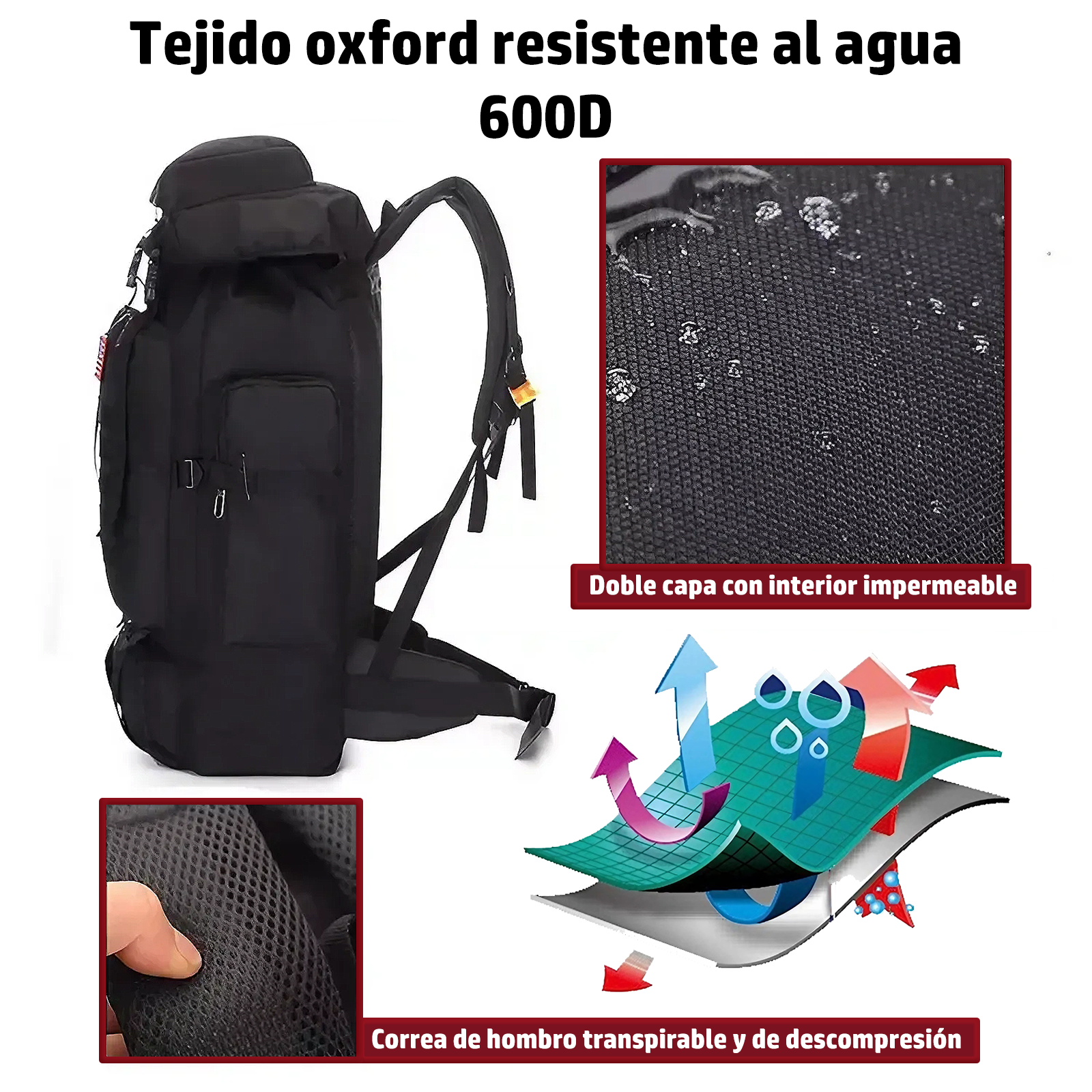 Foto 4 pulgar | Mochila Táctica Impermeable De 80 L Para Senderismo Boclier Backpack