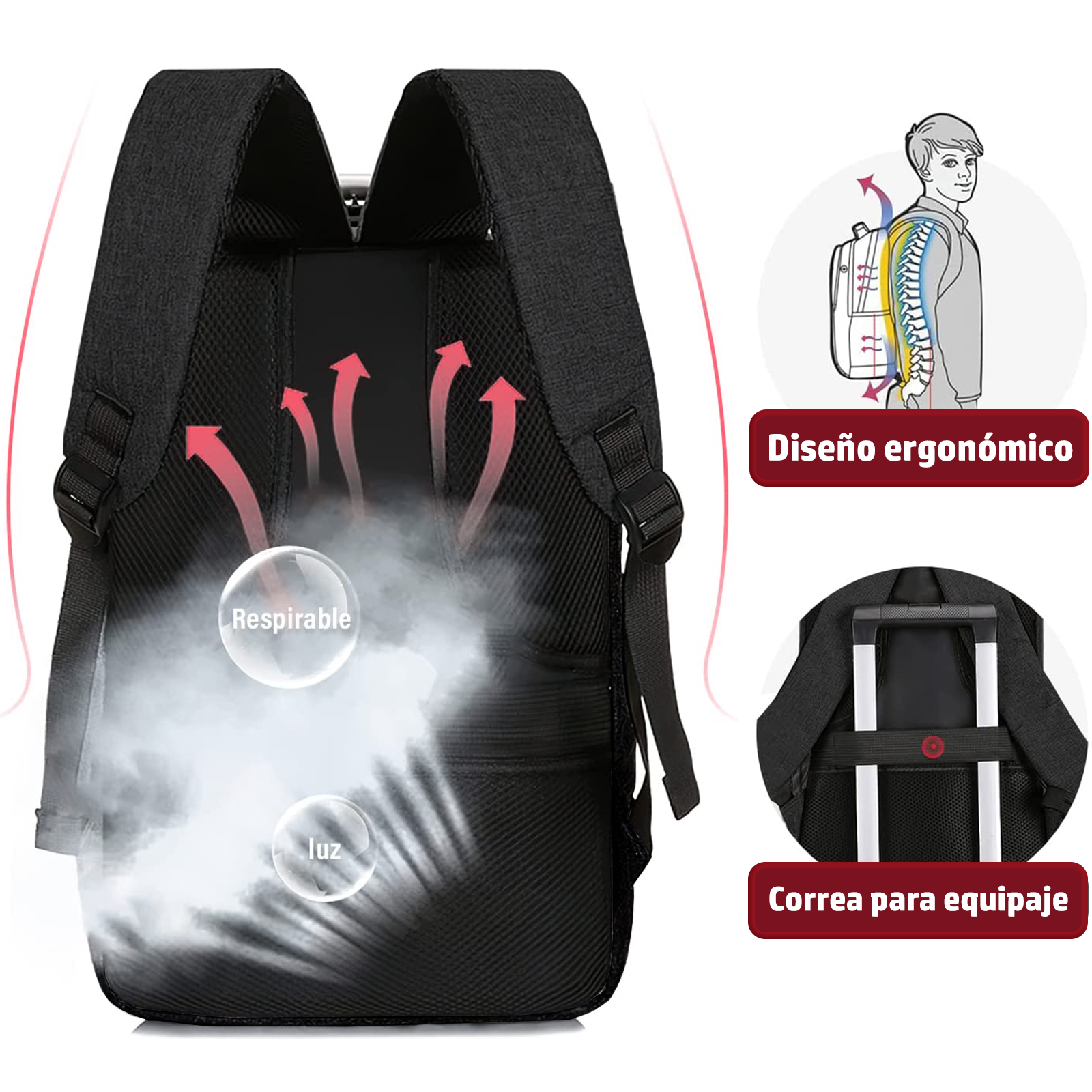 Foto 5 pulgar | Mochila Antirrobo Con Carga USB Boclier Backpack 20 Litros color Negro