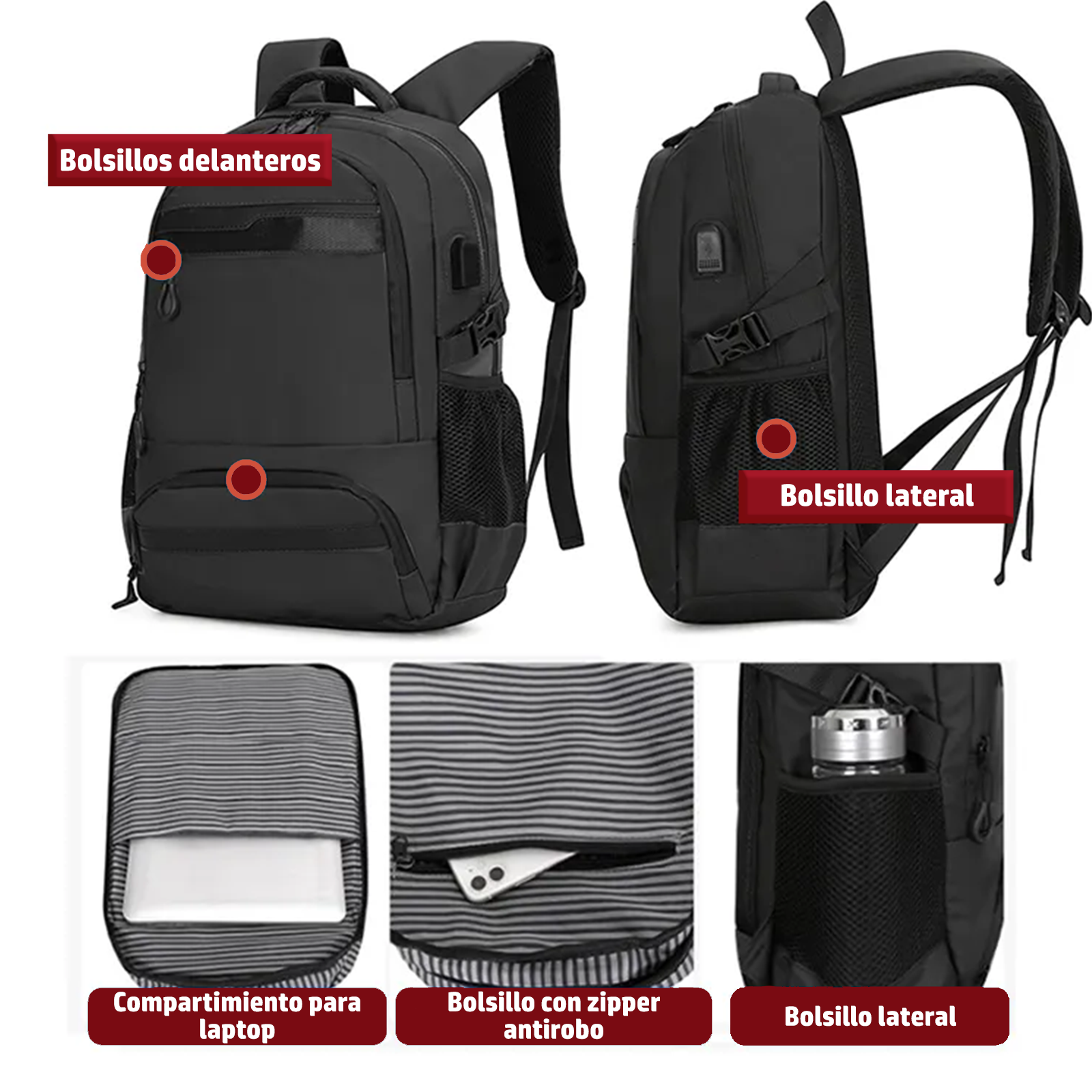 Foto 6 | Mochila De Viaje Para Laptop Boclier 18l Backpack color Negro