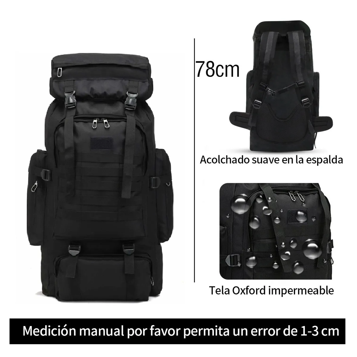 Foto 4 pulgar | Mochila Táctica Militar 70l Campismo Senderismo Multifunción Eo Safe Imports Esi-3617 color Negro